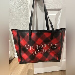 Victoria's Secret Red and Black Plaid Tote